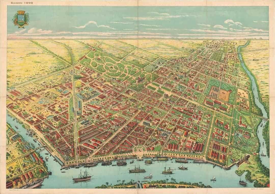 Tranh vẽ toàn cảnh Sài Gòn Năm 1898 - Bến Bạch Đằng Quận 1